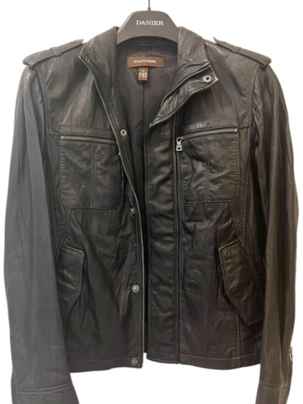 Unisex Black Leather Jacket - Picture 2 of 5